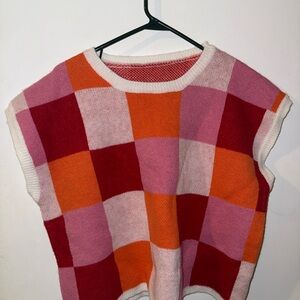 Colorful Checkered Knit Top
